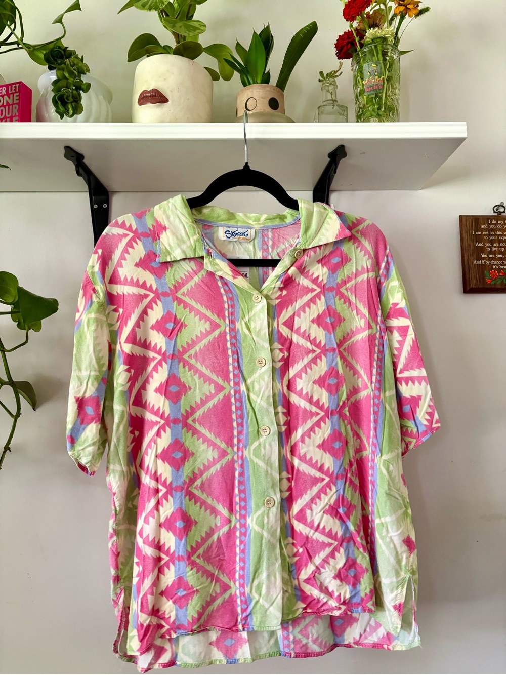 St. Tropez Pink, Green & Blue Geometric Button-Down Shirt